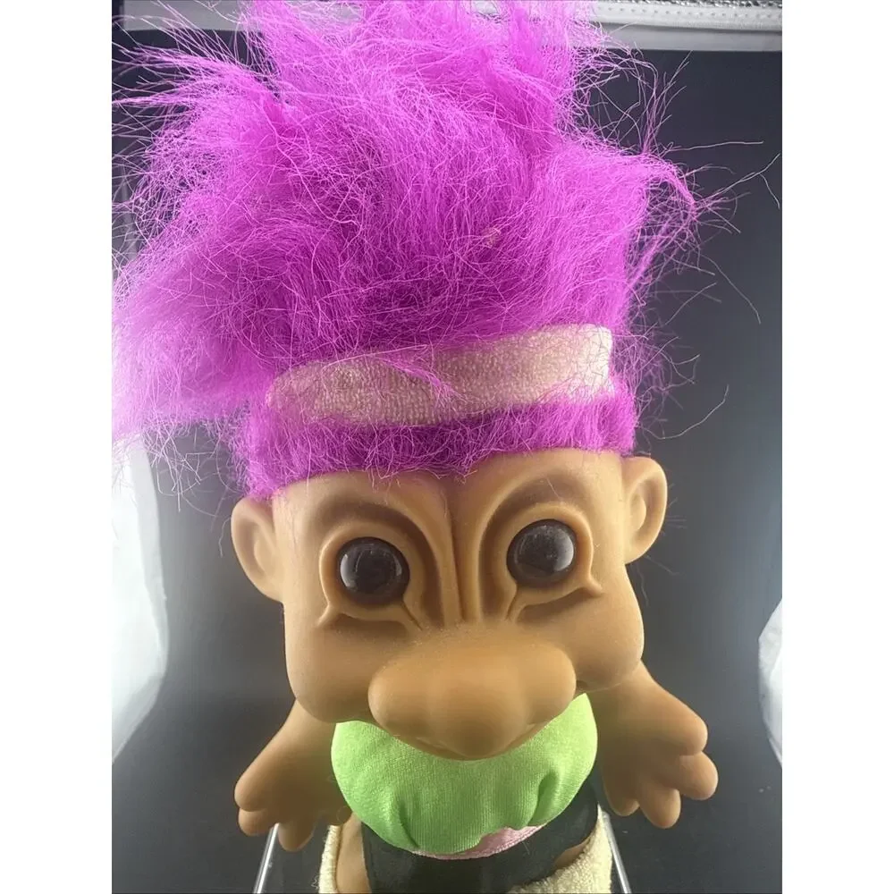 Vintage Russ Berrie Troll Doll 9” #18443 Aerobics Workout Pink Hair 1990s
